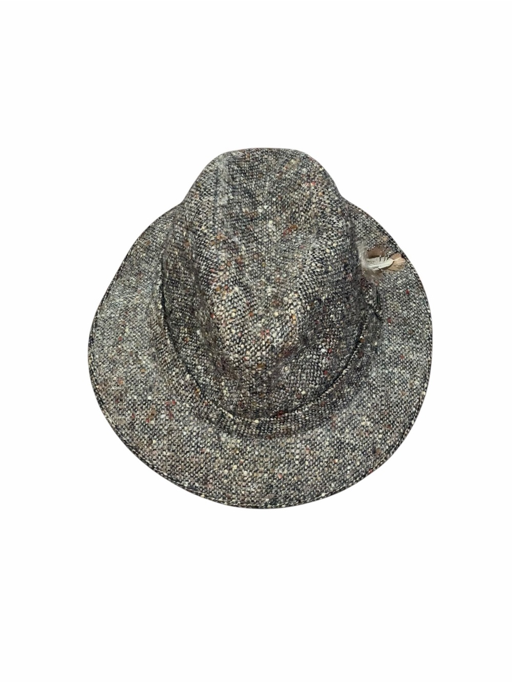 Vintage Dobbs Tweed Fedora Hat Gray Speckled Wool Made in USA Large